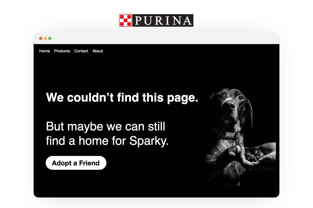 Purina We couldn't find this page, but maybe we can still find a home for Sparky