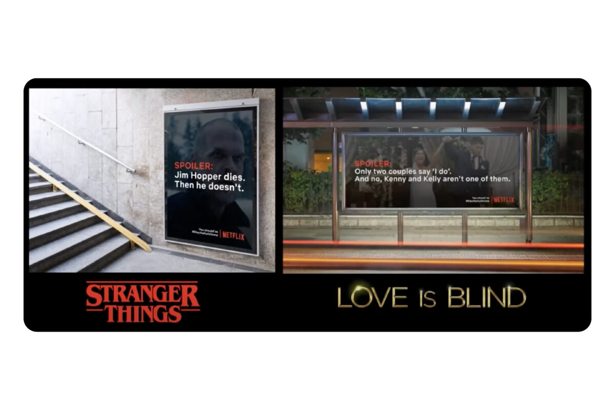 billboards with spoilers to keep people home during the lockdown
